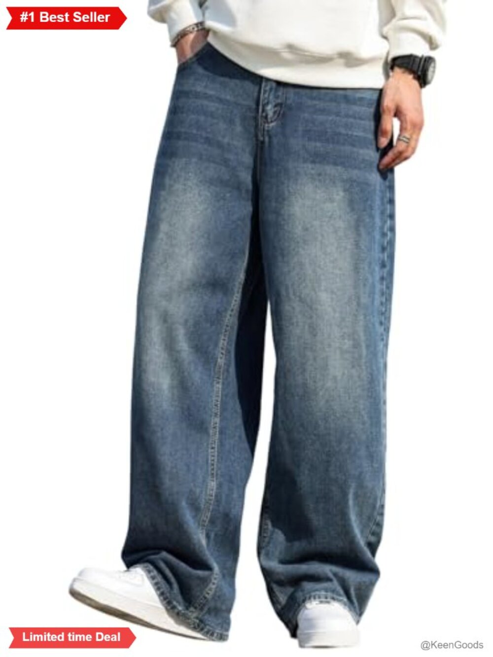 Baggy Wide Leg Skater Jeans Loose Relaxed Streetwear Denim Pants